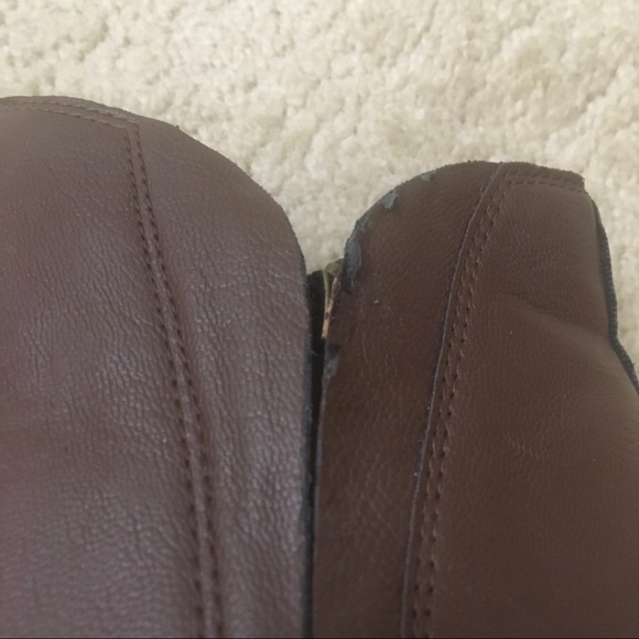 Lucky Brand LP Brenon Booties Ankle Boots Faux Leather Zips Stacked Block Heel 8 - Picture 11 of 12